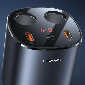 USAMS CC151 C28 245W 2A+C 3 PORTS + DUAL CIGARETTE LIGHTERS DIGITAL DISPLAY AUTO PUNJAČ (7 / 11)
