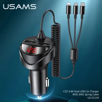 USAMS US-CC119 C22 UNIVERZALNI AUTO PUNJAČ + 3 U 1 KABLO (3 / 3)