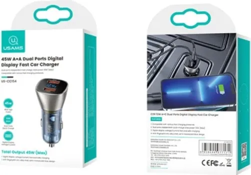 USAMS C29 45W A+A DUAL PORTS DIGITAL DISPLAY FAST AUTO PUNJAČ (4 / 4)