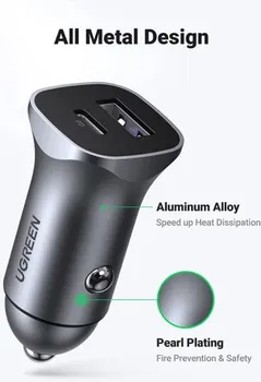 UGREEN AUTO PUNJAČ USB+USB-C QC 3.0 30W (3 / 10)