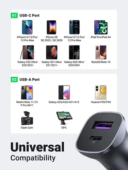 UGREEN AUTO PUNJAČ USB+USB-C QC 3.0 30W (5 / 10)