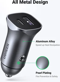 UGREEN AUTO PUNJAČ USB+USB-C QC 3.0 30W (10 / 10)
