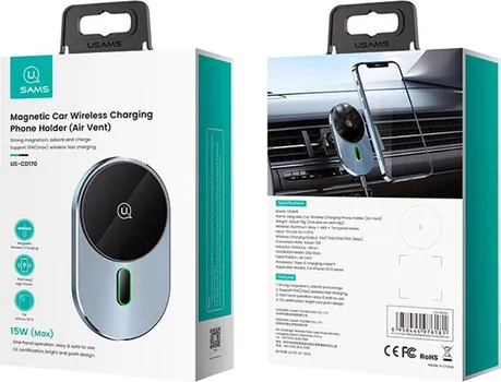 USAMS CD170 MAGNETIC CAR WIRELESS CHARGING AUTO STALAK (AIR VENT) 15W (5 / 5)
