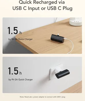 VEGER POWERBANK 5 000 MAH WITH BUILT-IN CONNECTOR TYPE C PD QC3.0 3A 20W PLUGON (W0556) BLACK (6 / 9)