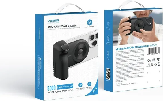 VEGER POWERBANK 5 000 MAH COMPATIBLE WITH MAGSAFE PD QC3.0 20W TOURIST (W0569) BLACK (7 / 10)