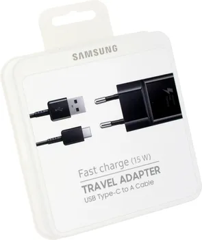 SAMSUNG CHARGER + USB CABLE TYPE-C, BLACK, FAST CHARGE 15W, EP-TA20EBECGWW (1 / 4)
