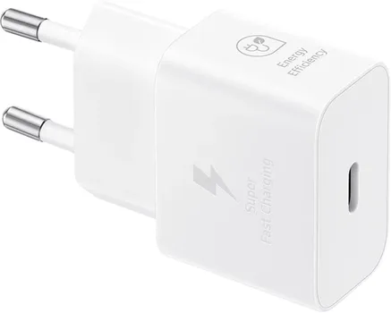 SAMSUNG 25W FAST CHARGING USB-C POWER ADAPTER WHITE (CABLE INCLUDED) (1 / 5)