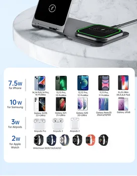 APPLE VEGER BEŽIČNA STANICA ZA PUNJENJE 3U1 Y9 ZA PAMETNE TELEFONE, SAT, AIRPODS, SIVA (5 / 6)