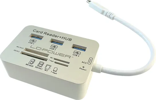 LC POWER USB TYPE-C HUB3X USB 3.0 TYPE A, CARD READERSD(HC), T-FLASH, M2, MS DUO CARDS (1 / 5)