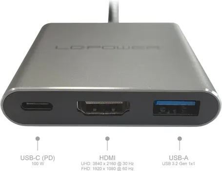 LC POWER USB-C HUBUSB-A, USB-C (PD 100W),1X HDMI DO 4K UHD (2 / 2)