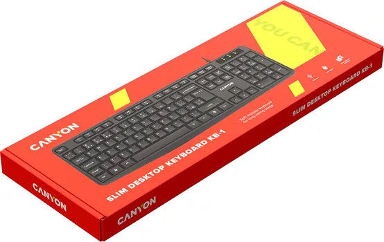 CANYON KB-1, WIRED KEYBOARD, 104 KEYS, USB2.0, BLACK, CABLE LENGTH 1.5M, 443*145*24MM, 0.37KG, ADRIATIC (4 / 5)