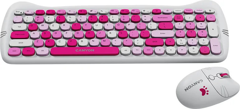 CANYON HSET-W6 EN/AD KEYBOARD+MOUSE KITTY EDITION AAA+АА WIRELESS PINK (4 / 6)