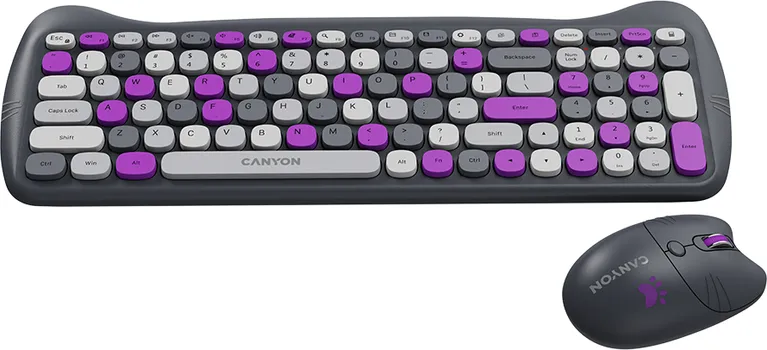 CANYON HSET-W6 EN/AD KEYBOARD+MOUSE KITTY EDITION AAA+АА WIRELESS VIOLET (2 / 6)
