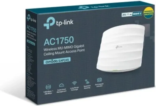 TP-LINK EAP245 ACCESS POINT WI-FI STANDARD: 802.11AC (WI-FI 5) FREKVENCIJA: 2.4 GHZ I 5 GHZ WI-FI BRZINA: DO 1750 MBPS (450 MBPS NA 2.4 GHZ + 1300 MBPS NA 5 GH (8 / 8)