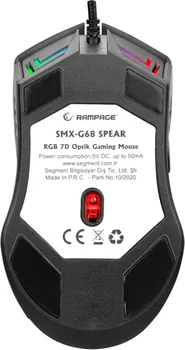 RAMPAGE MIŠ GAMING SMX-G68 SPEAR FULL RGB. 7D. INSTANT 704F, 7200DPI BLACK PROGRAMABLE GAMING MOUSE (1 / 5)