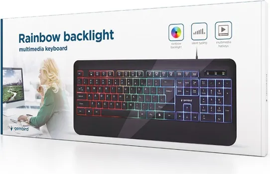 GEMBIRD TASTATURA, KB-UML-03 SLIM RAINBOW BACKLIGHT MULTIMEDIA KEYBOARD, USB, USA LAYOUT (3 / 3)