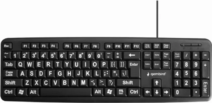 GEMBIRD TASTATURA SA VELIKIM SLOVIMA, KB-US-103, STANDARD KEYBOARD, USB, US LAYOUT, BLACK (1 / 2)
