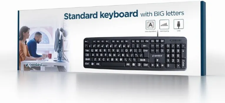 GEMBIRD TASTATURA SA VELIKIM SLOVIMA, KB-US-103, STANDARD KEYBOARD, USB, US LAYOUT, BLACK (2 / 2)