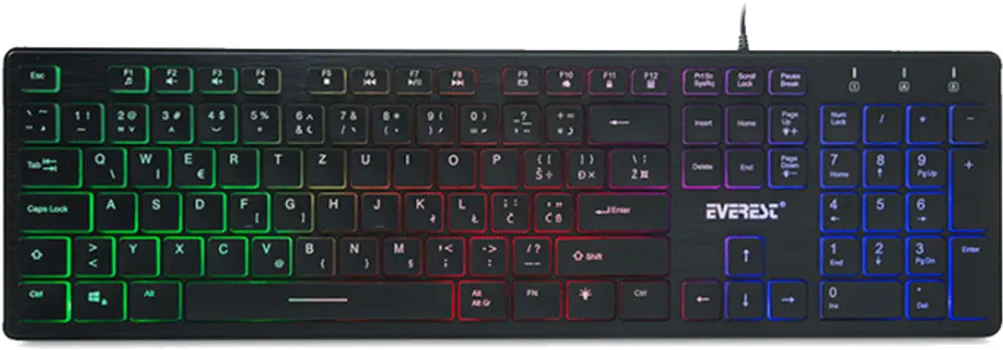 EVEREST TASTATURA KB-840 BLACK COLOR BACKLIT USB, BIH LAYOUT (1 / 4)