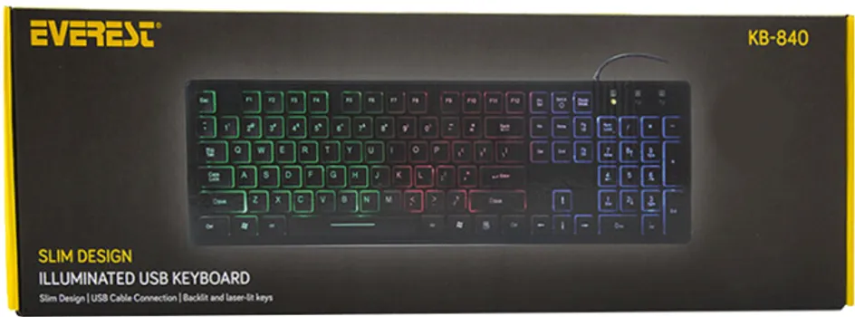 EVEREST TASTATURA KB-840 BLACK COLOR BACKLIT USB, BIH LAYOUT (2 / 4)