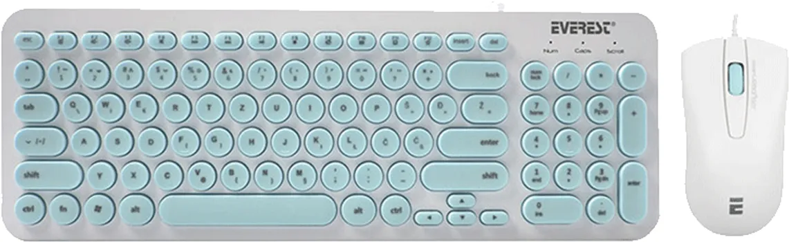 EVEREST TASTATURA + MIŠ KM-01K TURQUOISE, USB, BIH LAYOUT (1 / 3)