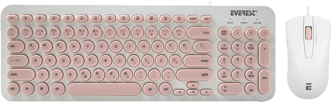 EVEREST TASTATURA + MIŠ KM-01K PINK , USB, BIH LAYOUT (1 / 3)