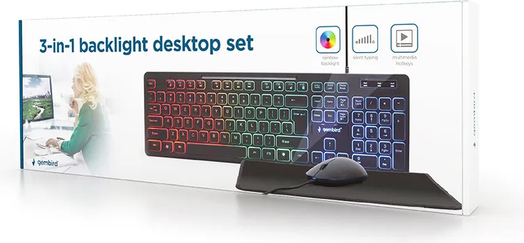 GEMBIRD TASTATURA + MIŠ + PODLOGA RGB, KBS-UML-01, MULTIMEDIA USB, USA LAYOUT (1 / 4)