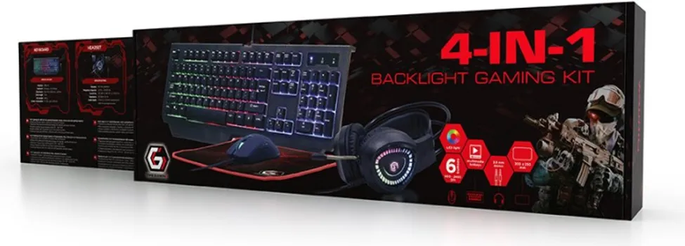 GEMBIRD RGB TASTATURA + MIŠ + SLUŠALICE + PODLOGA GAMING, GGS-UMGL4-01, USA LAYOUT (1 / 2)