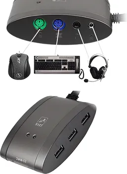 USB HUB ZA 3 UREĐAJA, PS/2MIŠ, TAST., AUDIO,7IN1 CR, A4-MS-9 (1 / 1)