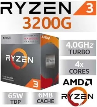 AMD RYZEN 3 3200G AM4 BOX 4 CPU CORES,4 THREADS, 3.6GHZ,4MB L3,65W,RADEON VEGA 8 (1 / 2)