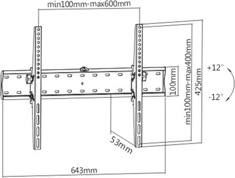 GEMBIRD ZIDNI NOSAČ WM-70T-02 NAGIB, 37 -70 (2 / 3)