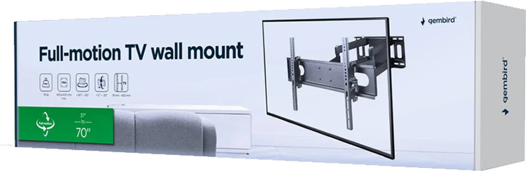 GEMBIRD ZIDNI NOSAČ WM-70ST-01, FULL-MOTION TV WALL MOUNT, 37 -70 (14 / 14)