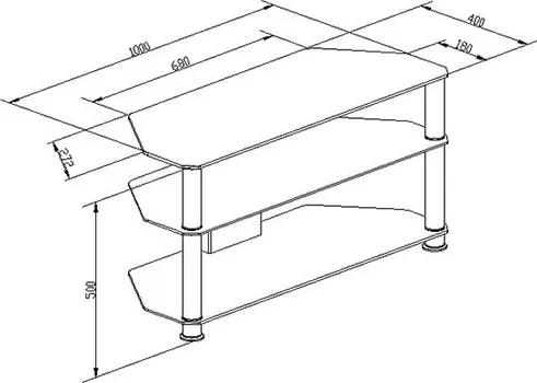 GNC STALAK ZA TV AVS040-1000, STAKLO BLACK/BLACK 1000X400X500MM (2 / 3)