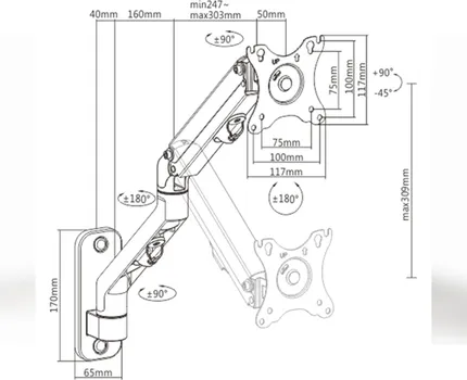 GEMBIRD NOSAČ ZA MONITOR MA-WA1-02, MONTAŽA NA ZID, UP TO 27 /7 KG (2 / 3)
