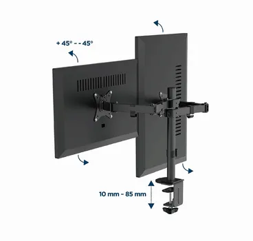 GEMBIRD NOSAČ ZA DVA MONITORA MA-D2-03, MONTAŽA NA STOL, TILT, SWIVEL), 17 -32 , UP TO 9 KG (4 / 5)