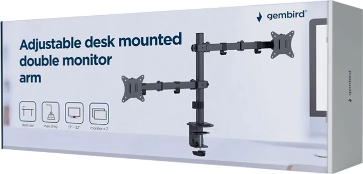 GEMBIRD NOSAČ ZA DVA MONITORA MA-D2-03, MONTAŽA NA STOL, TILT, SWIVEL), 17 -32 , UP TO 9 KG (5 / 5)