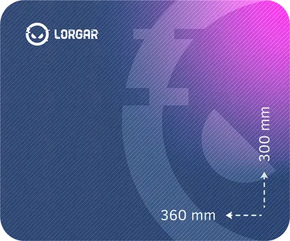 LORGAR MAIN 133, GAMING MOUSE PAD, HIGH-SPEED SURFACE, PURPLE ANTI-SLIP RUBBER BASE, SIZE: 360MM X 300MM X 3MM, WEIGHT 0.2KG (1 / 10)