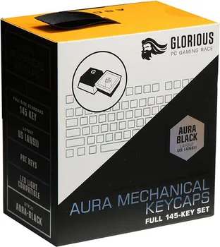 GLORIOUS GLORIOUS AURA KEYCAPS - BOJA: CRNA - BROJ KOMADA: 145 - MATERIJAL: PBT PLASTIKA - RASPORED TASTERA: US (ANSI) - KOMPATTIBILNOST SA CHERRY MX I SLIČNIM SWITCH-EVIMA - UKLJUČENI SU SPECIJALNI TASTERI RAZLIČITIH DUŽINA