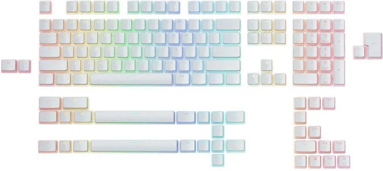 GLORIOUS AURA KEYCAPS - BOJA: BIJELA - BROJ KOMADA: 145 - MATERIJAL: PBT PLASTIKA - RASPORED TASTERA: US (ANSI) - KOMPATTIBILNOST SA CHERRY MX I SLIČNIM SWITCH-EVIMA - UKLJUČENI SU SPECIJALNI TASTERI RAZLIČITIH DUŽINA