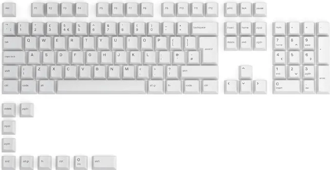 GLORIOUS GPBT KEYCAPS (ARCTIC WHITE/115PCS) - ISO - RASPORED TASTATURE: UK LAYOUT - BROJ KOMADA: 115 - MATERIJAL: PBT