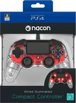 BIGBEN PS4 NACON COMPACT LIGHT WIRED CONTROLLER PROZIRNO-CRVENI (1 / 5)