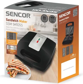 SENCOR TOSTER SSM 9410SS 3 U 1 CRNI: 700W 3 ZAMJENJIVE PLOČE ZA PEČENJE (7 / 7)
