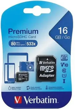 VERBATIM 16GB / MICRO SDHC SECURE DIGITAL CLASS 10 + AD (1 / 1)
