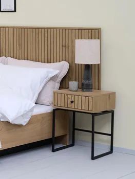 JYSK NOĆNI ORMARIĆ HEMDRUP 1 LADICA BOJA HRASTA/CRNA (3 / 8)