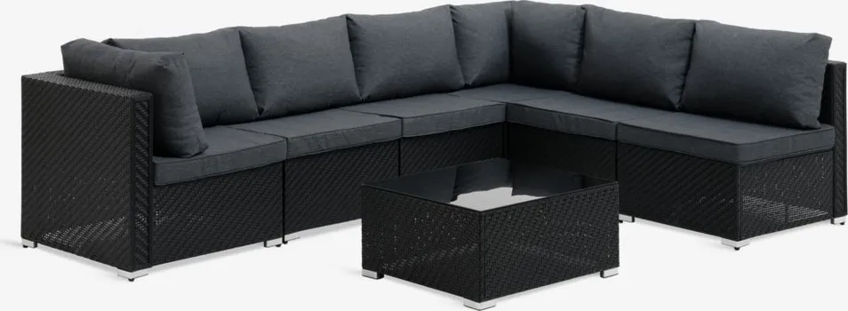 JYSK LOUNGE MODULARNA GARNITURA EG ZA 6 OSOBA CRNA (1 / 5)