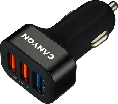 CANYON CAR CHARGER C-07 QC 3.0 2.4A/3USB-A BLACK (1 / 5)