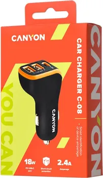 CANYON CAR CHARGER C-08 PD 18W USB-C 2USB-A BLACK (5 / 6)