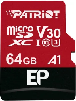 PATRIOT 64GB / MICROSD UHS-I / EP V30 A1 / C10 / U3 / R/W: 90/80MB (1 / 1)