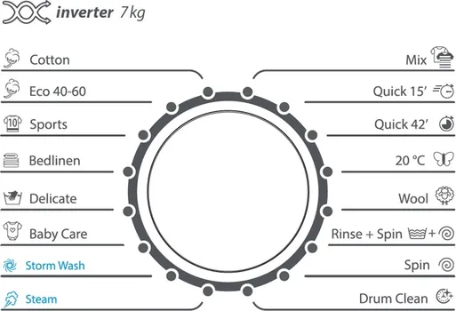VIVAX WFL-120716CDS [7KG / 1200 RPM / 16 PROGRAMS / SLIM MODEL] (10 / 14)