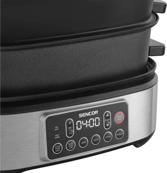SENCOR SPR 6300BK MULTIFUNKCIJSKI APARAT ZA SPORO KUVANJE │ SNAGA: 1150W │ ZAPREMINA: 6L │ BOJA: CRNO-SREBRNA │ OSTALO: 5 TEMPERATURA, FUNKCIJA ODRŽAVANJA TOPLOTE, GRIL FUNKCIJA, LED DISPLEJ, RUČKE SE NE ZAGREVAJU (5 / 8)